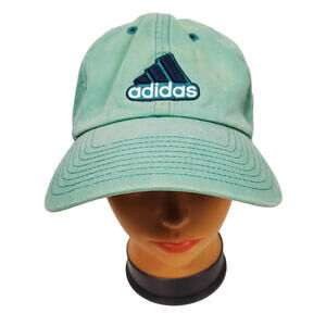 Adidas Embroidered Logo Adjustable Green Cotton Baseball Cap One Size